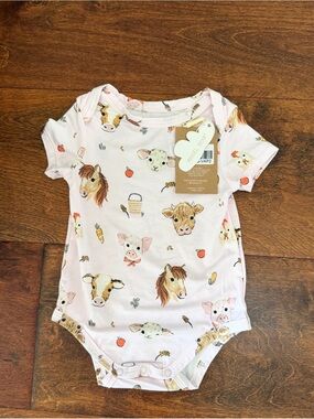 Angel Dear Light Pink Farm Animal Short-Sleeve One-Piece